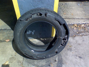 A exploded tire