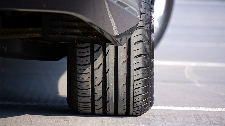 Close-up of car tire on pavement